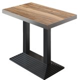 BPY | Mesa alta de bistró | 110 x 60 x 114 cm | Borde de acero inoxidable | Rectangular | Sheesham / Negro