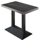 BPY | Bistro Stehtisch | 110 x 60 x 114 cm | Edelstahl Rand | Rechteckig | Schwarz Marmor / Schwarz