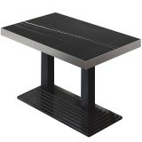 BPY | Bistro Bord | 120 x 70 x 81 cm | Kvadratisk | Rustfrit stål kant | Sort marmor / Sort