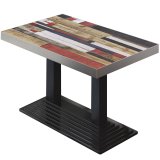 BPY | Bistro Bord | 120 x 70 x 81 cm | Kvadratisk | Rustfrit stål kant | Vintage Farvet / Sort
