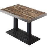 BPY | Bistrobord | 120 x 70 x 81 cm | Kvadratisk | Rustfrit stål kant | Vintage Old / Sort