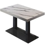 BPY | Bistro Bord | 120 x 70 x 81 cm | Kvadratisk | Rustfrit stål kant | Hvid marmor / Sort