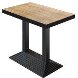 BPY | Bistro Statafel | 120 x 70 x 114 cm | Zwarte rand | Rechthoekig | Eiken / Zwart