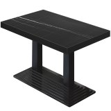 BPY | Table de bistro | 120 x 70 x 81 cm | Carré | Bord noir | Marbre noir / Noir