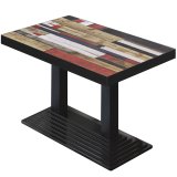 BPY | Table bistrot | 120 x 70 x 81 cm | Carré | Bordure noire | Style vintage coloré / noir