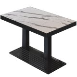 BPY | Table de bistro | 120 x 70 x 81 cm | Carré | Bord noir | Marbre blanc / Noir
