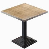 BPY | Bistro Tisch | 80 x 80 x 78,5 cm | Quadratisch | Edelstahl Rand | Eiche / Schwarz