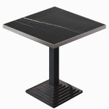 BPY | Bistro Tisch | 80 x 80 x 78,5 cm | Quadratisch | Edelstahl Rand | Schwarz Marmor / Schwarz