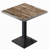 BPY | Bistro Tisch | 80 x 80 x 78,5 cm | Quadratisch | Edelstahl Rand | Vintage Old / Schwarz