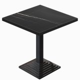 BPY | Bistrotafel | 60 x 60 x 78,5 cm | Vierkant | Zwarte rand | Zwart marmer / zwart