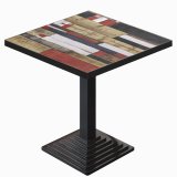 BPY | Bistro Tisch | 60 x 60 x 78,5 cm | Quadratisch | Schwarzer Rand | Vintage Bunt / Schwarz
