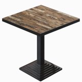 BPY | Bistro Tisch | 60 x 60 x 78,5 cm | Quadratisch | Schwarzer Rand | Vintage Old / Schwarz