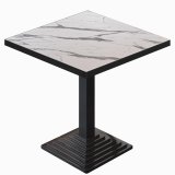 BPY | Stół Bistro | 60 x 60 x 78,5 cm | Kwadratowy | Czarna krawędź | Biały marmur / Czarny