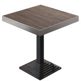 BPY | Bistro Tisch | 70 x 70 x 81 cm | Quadratisch | Edelstahl Rand | Light Wenge / Schwarz