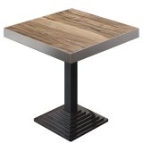 BPY | Bistro Tisch | 70 x 70 x 81 cm | Quadratisch | Edelstahl Rand | Sheesham / Schwarz