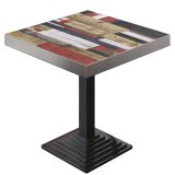 BPY | Bistro-bord | 70 x 70 x 81 cm | Kvadratisk | Rustfritt stålradius | Vintage Farger / Svart
