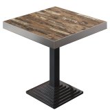 BPY | Mesa de bistró | 70 x 70 x 81 cm | Cuadrada | Borde de acero inoxidable | Vintage Old / Negro