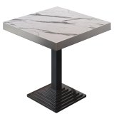 BPY | Bistro Bord | 70 x 70 x 81 cm | Kvadratisk | Rustfrit stål kant | Hvid marmor / Sort