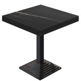 BPY | Stolik Bistro | 60 x 60 x 81 cm | Kwadratowy | Czarna krawędź | Czarny marmur / Czarny