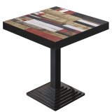 BPY | Stół Bistro | 60 x 60 x 81 cm | Kwadratowy | Czarna krawędź | Vintage Kolorowy / Czarny