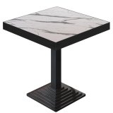 BPY | Bistro Table | 60 x 60 x 81 cm | Square | Black Edge | White Marble / Black