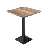 BPY | Alto da bar bistrot | 80 x 80 x 112 cm | Bordo in acciaio inox | Quadrato | Sheesham / Nero