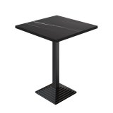 BPY | Bistro Stehtisch | 60 x 60 x 112 cm | Schwarzer Rand | Quadratisch | Schwarz Marmor / Schwarz