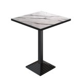 BPY | Bistro sta-tafel | 70 x 70 x 112 cm | Zwarte rand | Vierkant | Wit marmer / Zwart