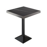 BPY | Bistro Højbord | 70 x 70 x 114 cm | Rustfrit stål kant | Kvadratisk | Sort marmor / Sort