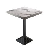 BPY | Bistro Staande Tafel | 80 x 80 x 114 cm | Randen van roestvrij staal | Vierkant | Wit marmer / Zwart