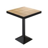 BPY | Bistro Stehtisch | 70 x 70 x 114 cm | Schwarzer Rand | Quadratisch | Eiche / Schwarz