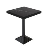 BPY | Bistro Stehtisch | 70 x 70 x 114 cm | Schwarzer Rand | Quadratisch | Schwarz Marmor / Schwarz