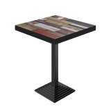 BPY | Bistro Stehtisch | 70 x 70 x 114 cm | Schwarzer Rand | Quadratisch | Vintage Bunt / Schwarz