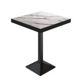 BPY | Bistro Stehtisch | 60 x 60 x 114 cm | Schwarzer Rand | Quadratisch | Weiß Marmor / Schwarz