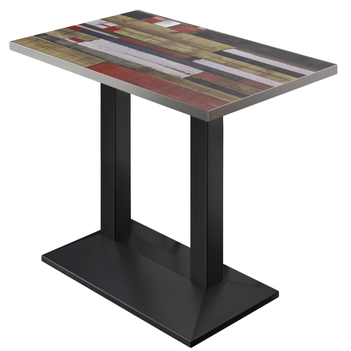 BPA | Bistro Bar Table | 120 x 70 x 112 cm | Stainless Steel Edge | Rectangular | Vintage Colorful / Black