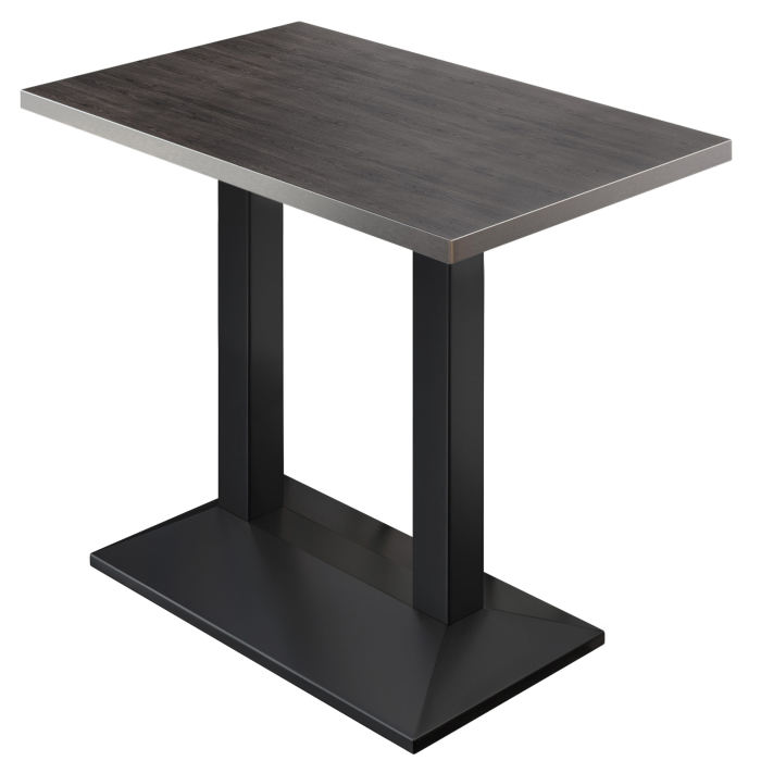 BPA | Bistro Standing Table | 130 x 80 x 112 cm | Stainless Steel Edge | Rectangular | Wenge / Black