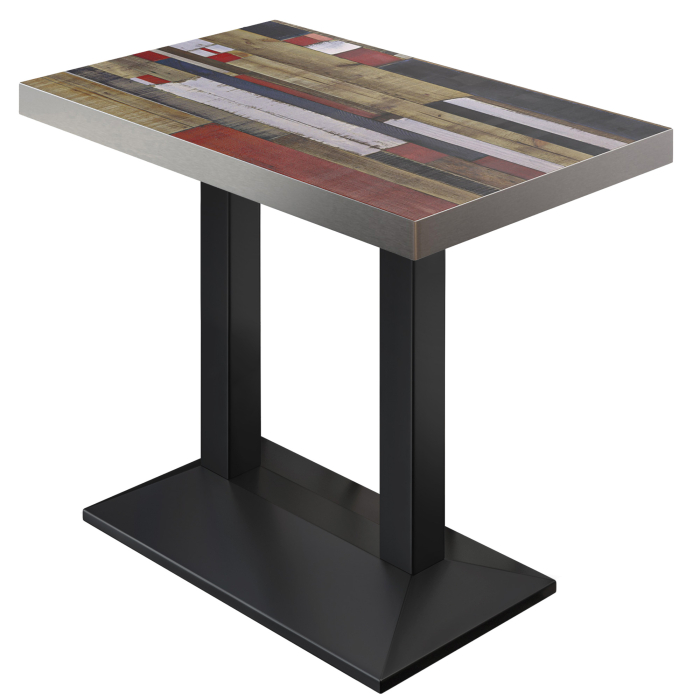 BPA | Bistro Bar Table | 130 x 80 x 114 cm | Stainless Steel Edge | Rectangular | Vintage Colorful / Black