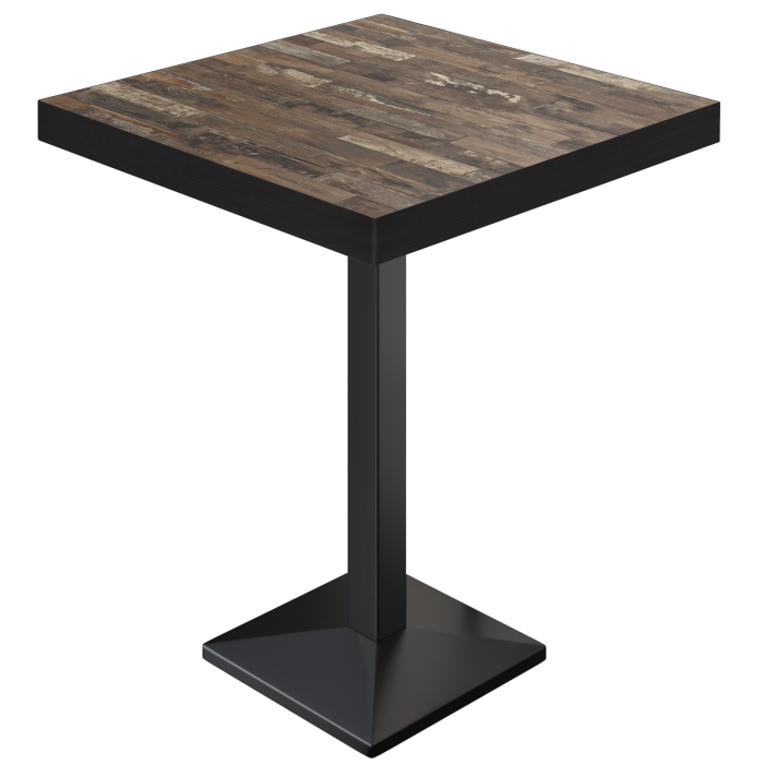 BPA | Bistro Staantafel | 60 x 60 x 114 cm | Zwarte Rand | Vierkant | Vintage Oud / Zwart
