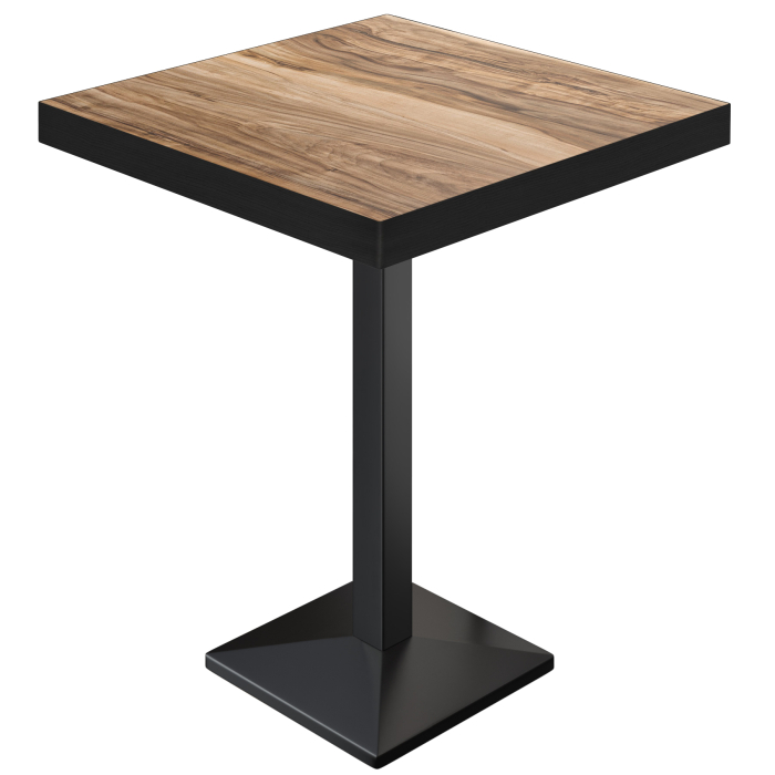BPA | Bistro Standing Table | 70 x 70 x 114 cm | Black Edge | Square | Sheesham / Black