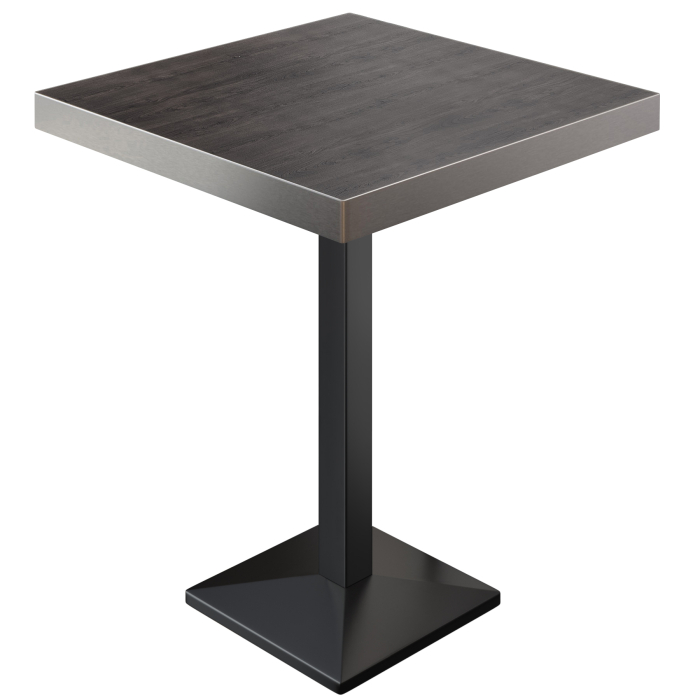 BPA | Bistro Standing Table | 70 x 70 x 114 cm | Stainless Steel Edge | Square | Wenge / Black