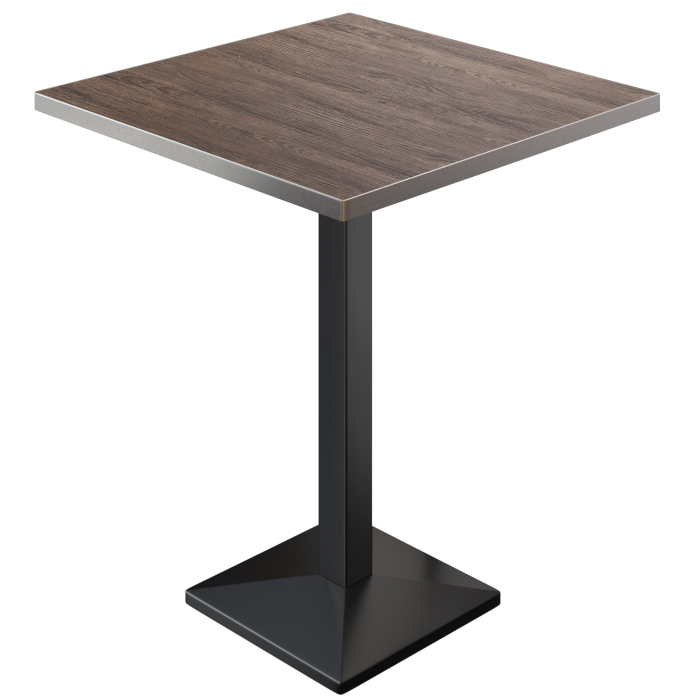 BPA | Bistro Stehtisch | 80 x 80 x 112 cm | Rustfrit stål kant | Firkantet | Lys Wenge / Sort