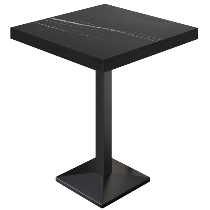 BPA | Bistro Ståbord | 80 x 80 x 114 cm | Svart kant | Fyrkantig | Svart marmor / Svart