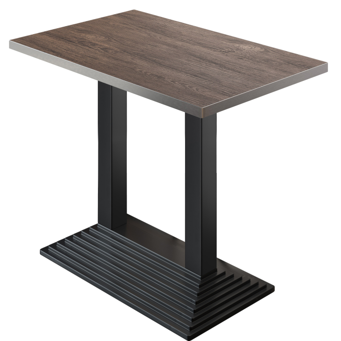 BPY | Bistro High Table | 130 x 80 x 112 cm | Stainless Steel Edge | Rectangular | Light Wenge / Black