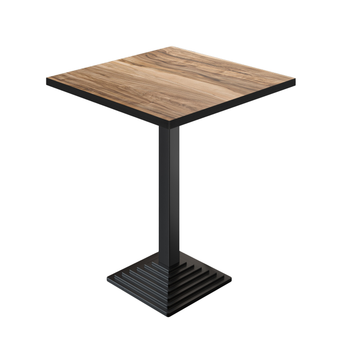 BPY | Bistro Stehtisch | 60 x 60 x 112 cm | Schwarzer Rand | Quadratisch | Sheesham / Schwarz