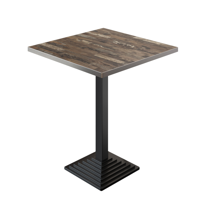 BPY | Bistro Ståbord | 60 x 60 x 112 cm | Rostfritt stål kant | Fyrkantig | Vintage gammal / svart