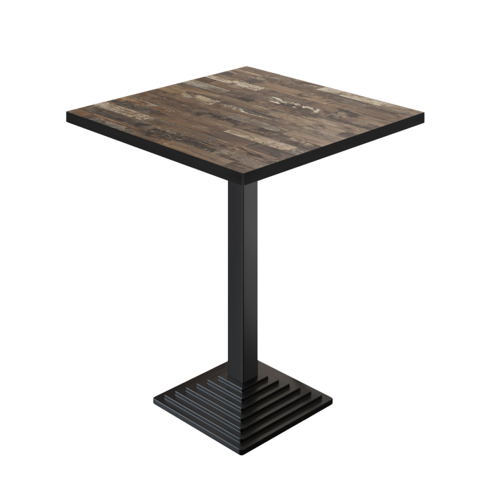 BPY | Bistro Stehtisch | 70 x 70 x 112 cm | Svart kant | Fyrkantig | Vintage Old / Svart