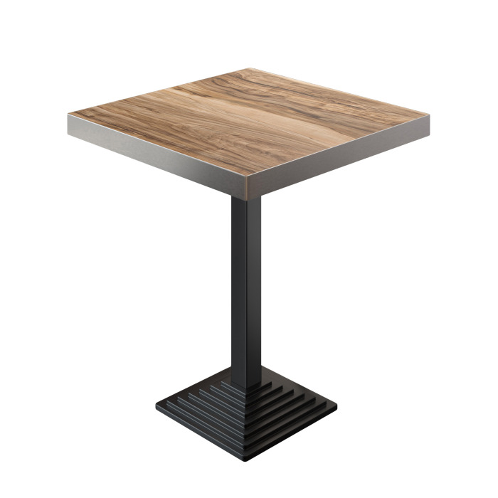 BPY | Bistro Ståbord | 70 x 70 x 114 cm | Rostfritt stål kant | Fyrkantig | Sheesham / Svart