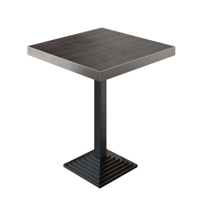 BPY | Tavolo da bistro | 80 x 80 x 114 cm | Bordo in acciaio inossidabile | Quadrato | Wengé / Nero