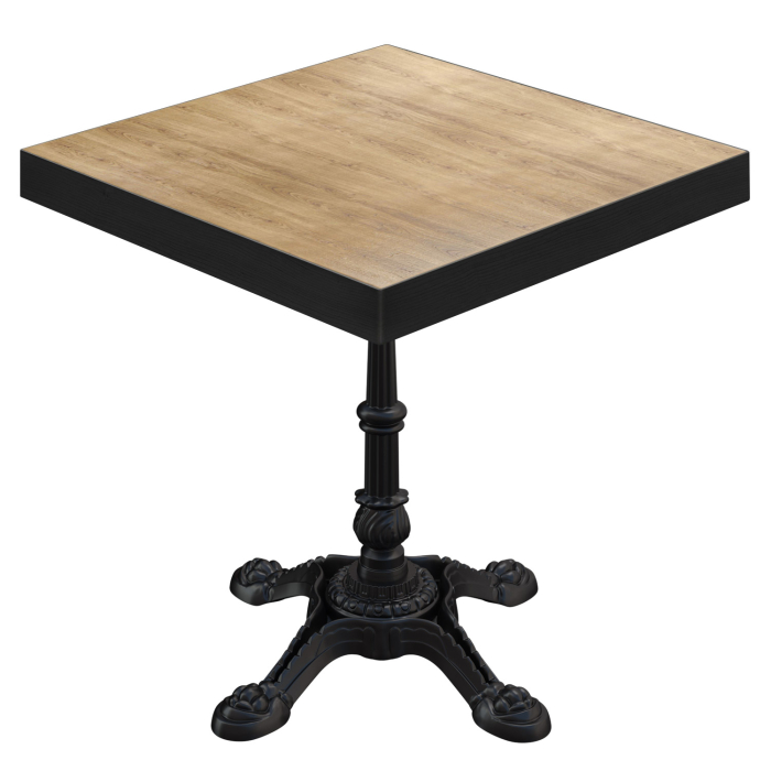 BPR | Bistro Tisch | 70 x 70 x 77 cm | Quadratisch | Schwarzer Rand | Eiche / Schwarz