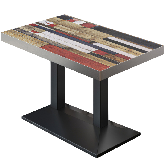 BPA | Bistrobord | 130 x 80 x 81 cm | Rektangulært | Vintage farverig / Sort